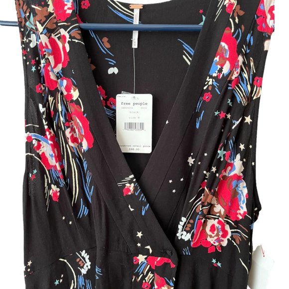 🆕NWT Free People Black Dress floral sleeveless mini Sz M - Picture 7 of 10